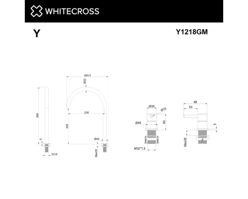 Смеситель для умывальника с выносным управлением WHITECROSS Y Y1218GM (оружейная сталь)