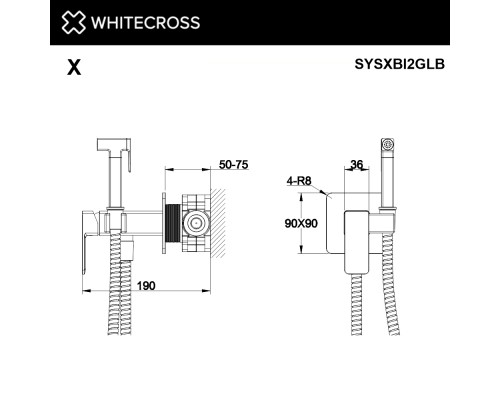 Система для биде скрытого монтажа WHITECROSS X SYSXBI2GLB (брашированное золото)