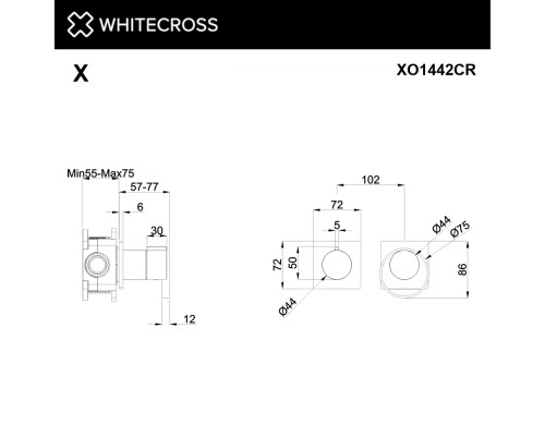 Смеситель скрытого монтажа на 2 потребителя WHITECROSS XO1442CR (хром)