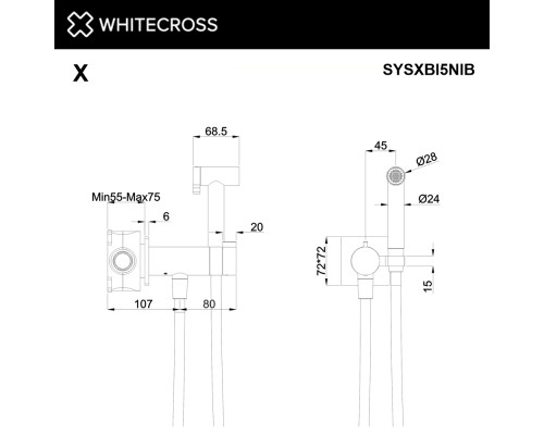 Термостатическая cистема для биде скрытого монтажа WHITECROSS SYSXBI5NIB (брашированный никель)