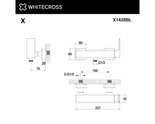 Смеситель для душа WHITECROSS X X1428BL (черный мат)