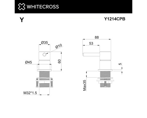 Смеситель для умывальника скрытого монтажа WHITECROSS Y1214CPB (брашированная медь)