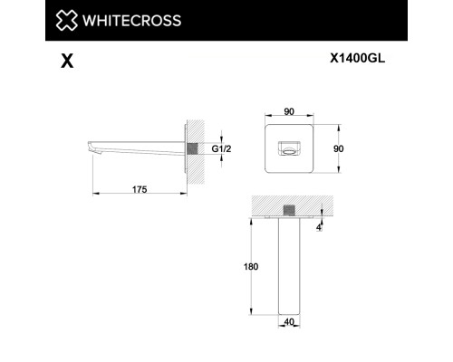 Излив настенный WHITECROSS X1400GL (золото)