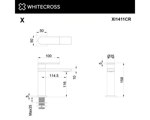 Cмеситель для умывальника WHITECROSS XI1411CR (хром)