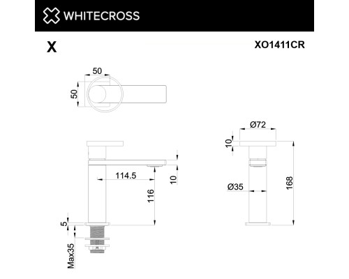 Cмеситель для умывальника WHITECROSS XO1411CR (хром)