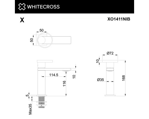 Cмеситель для умывальника WHITECROSS XO1411NIB (брашированный никель)