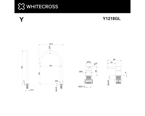 Смеситель для умывальника с выносным управлением WHITECROSS Y Y1218GL (золото)
