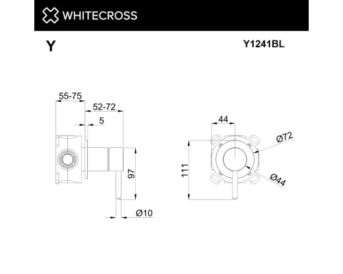 Смеситель для душа скрытого монтажа WHITECROSS Y Y1241BL (черный мат)