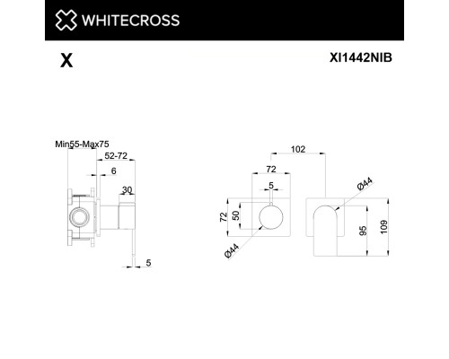 Смеситель скрытого монтажа на 2 потребителя WHITECROSS XI1442NIB (брашированный никель)