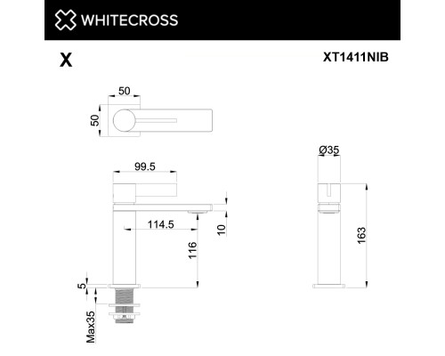 Cмеситель для умывальника WHITECROSS XT1411NIB (брашированный никель)
