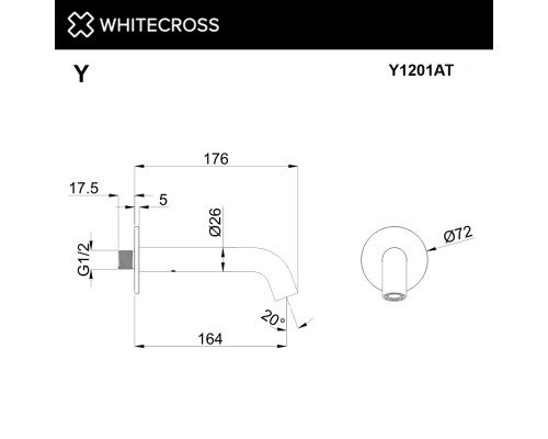 Излив настенный 164 мм WHITECROSS Y1201AT (антрацит) Излив настенный 164 мм WHITECROSS Y1201AT (антрацит)