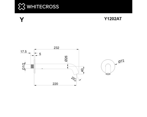 Излив настенный 220 мм WHITECROSS Y1202AT (антрацит) Излив настенный 220 мм WHITECROSS Y1202AT (антрацит)