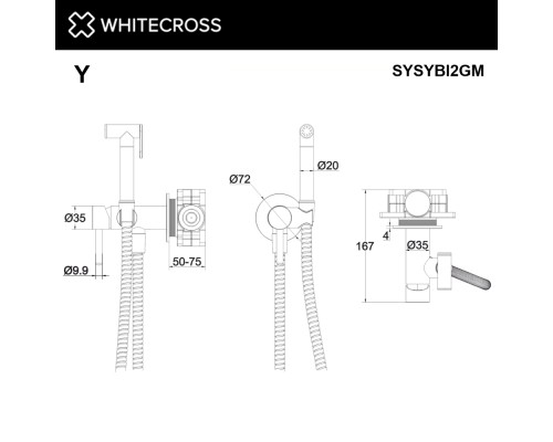 Система для биде скрытого монтажа WHITECROSS Y SYSYBI2GM (оружейная сталь)