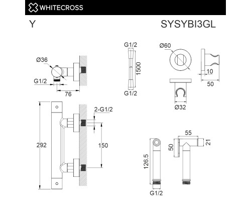 Система для биде наружного монтажа WHITECROSS Y SYSYBI3GL (золото) Система для биде наружного монтажа WHITECROSS Y SYSYBI3GL (золото)