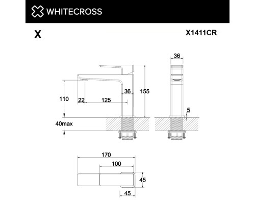 Смеситель для умывальника WHITECROSS X X1411CR (хром)