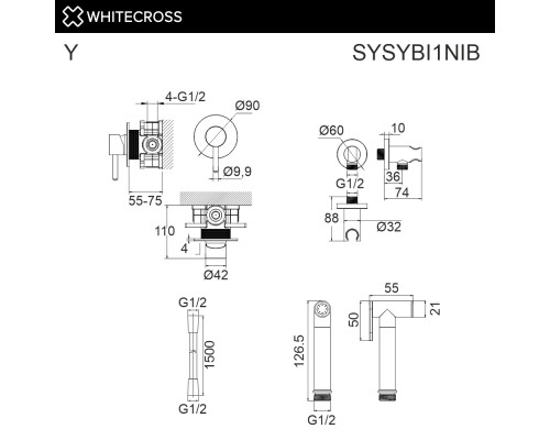 Система для биде скрытого монтажа WHITECROSS Y SYSYBI1NIB (брашированный никель)