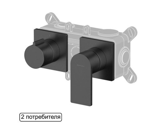 Смеситель скрытого монтажа на 2 потребителя WHITECROSS XI1442GM (оружейная сталь)