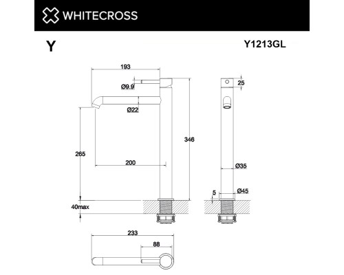 Смеситель для умывальника WHITECROSS Y Y1213GL (золото) Elit-san.ru