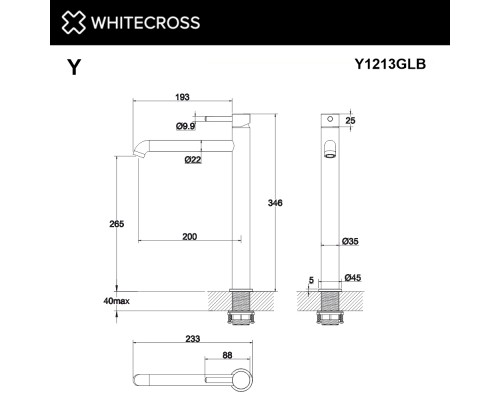 Смеситель для умывальника WHITECROSS Y Y1213GLB (брашированное золото) Elit-san.ru