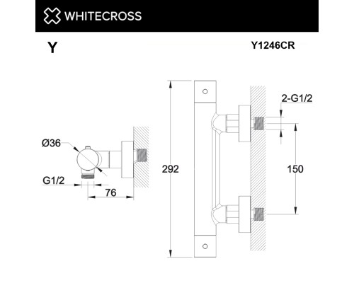 Смеситель термостатический для душа WHITECROSS Y Y1246CR (хром) Elit-san.ru