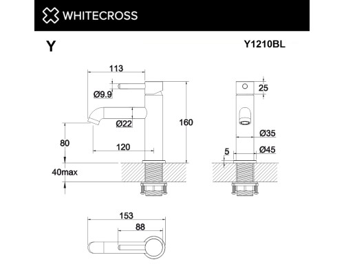 Смеситель для умывальника WHITECROSS Y Y1210BL (черный мат) Elit-san.ru