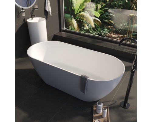 Ванна WHITECROSS Tawna 165x80 (белый мат) БЕЗ ПЕРЕЛИВА иск. камень