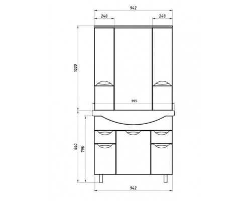 Зеркальный шкаф ASB-Mebel Мессина 100 (9616)