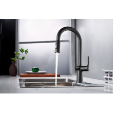 Смеситель ESKO для кухни вытяжной с дисплеем Black (K15B LED)