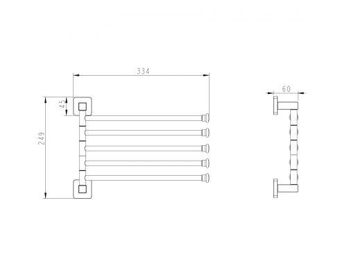 Держатель для полотенец 5-и реечный поворотный FASHUN хром (A2615)