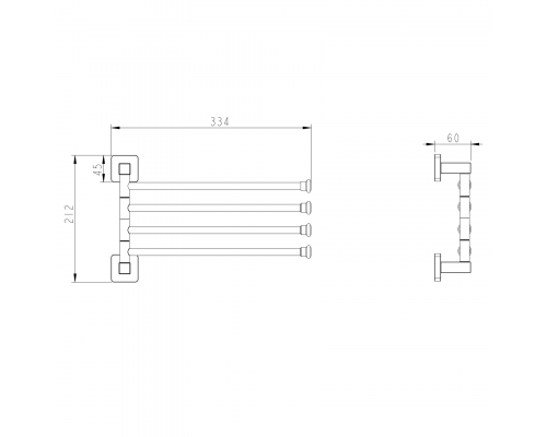 Держатель для полотенец 4-х реечный поворотный FASHUN хром (A2614)