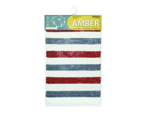 Коврик для ванной 1-ый Fixsen AMBER, mix (синий+красный+белый), 50х80см (FX-8040X)
