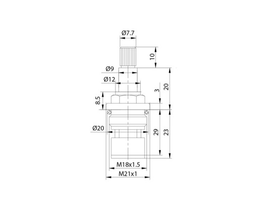 Кран-букса керамическая, 90°, 20 зубцов, M18x1,5, M21, h=53 мм, IDDIS (998CR532SM)