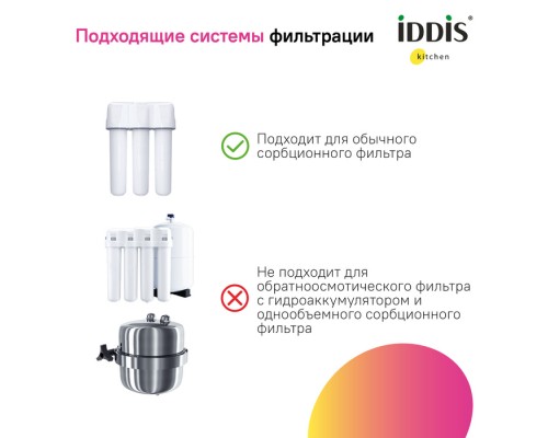 Смеситель IDDIS для кухни с фильтром и выдвижным изливом сатин Pure (PURBNPFi05)