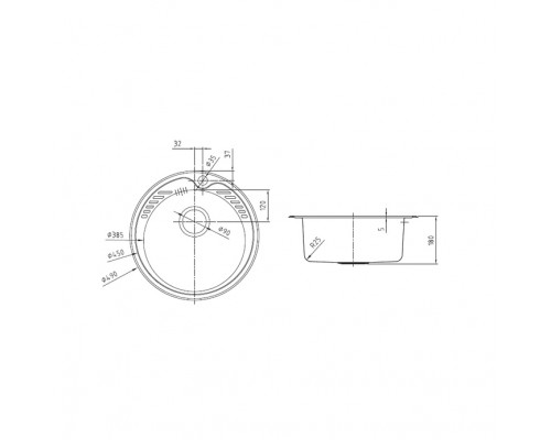 Мойка врезного монтажа с сифоном IDDIS Suno S, нерж. cталь, шелк, D490 (SUN49S0i77S)