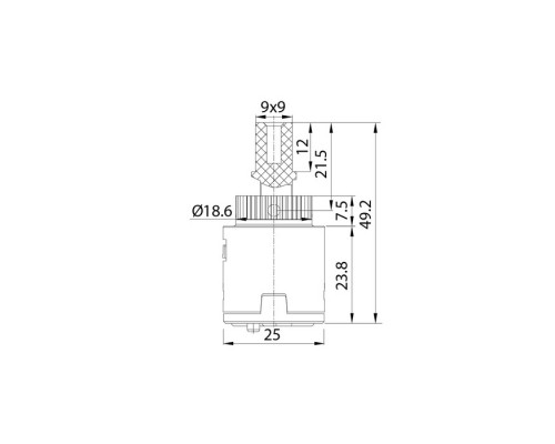 Картридж керамический для смесителя, 25 мм, без ножек, IDDIS (999C25D0SM)