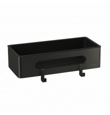 Полка для душа прямая Lemark SHELF LINE из нерж. стали с крючками, черный/ вставка-пластик черный (9772044)