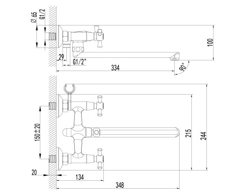 Смеситель для ванны Lemark Contour (LM7451C)