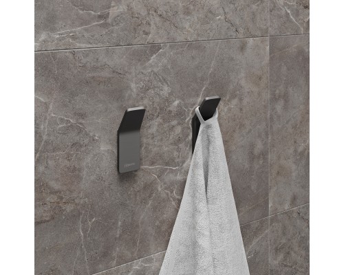 Крючок одинарный Lemark SMOOTH LINE для полотенец и халатов, графит (9716003)