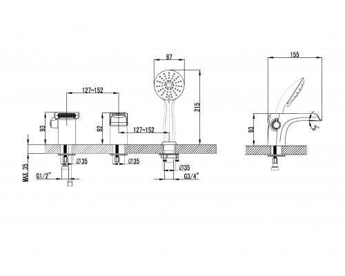 Смеситель для ванны Lemark Shift (LM4345C)