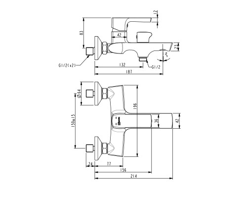 Смеситель для ванны Lemark Ursus (LM7214BL) Смеситель для ванны Lemark Ursus (LM7214BL)