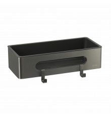 Полка для душа прямая Lemark SHELF LINE из нерж. стали с крючками, графит/вставка-пластик графит (9776045)