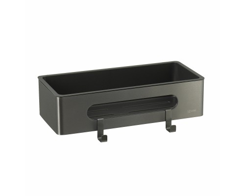 Полка для душа прямая Lemark SHELF LINE из нерж. стали с крючками, графит/вставка-пластик графит (9776045)