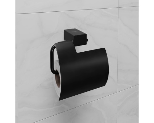 Держатель для туалетной бумаги Lemark SMOOTH LINE с крышкой, чёрный матовый (9722011) Держатель для туалетной бумаги Lemark SMOOTH LINE с крышкой, чёрный матовый (9722011)