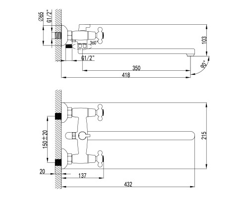 Смеситель для ванны Lemark Standard (LM2112C)