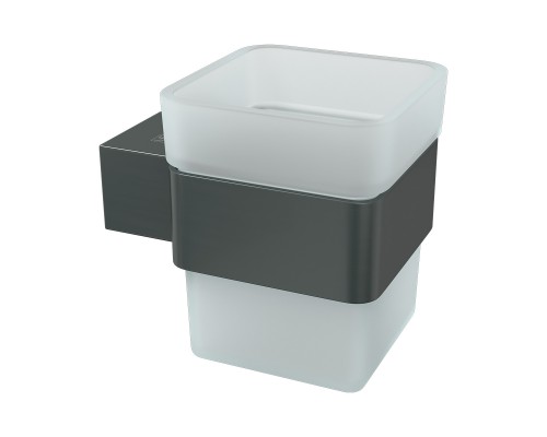 Стакан для зубных щёток Lemark SMOOTH LINE с держателем, графит (9736015)