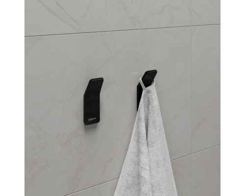 Крючок одинарный Lemark SMOOTH LINE для полотенец и халатов, чёрный матовый (9712002)