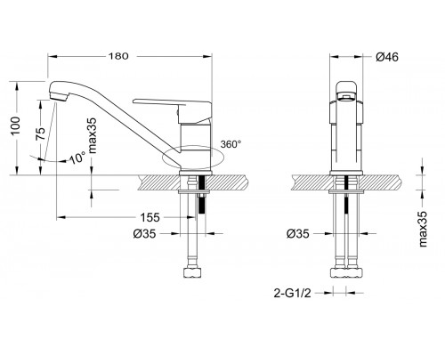 Смеситель для раковины Lemark Point (LM0307C) Смеситель для раковины Lemark Point (LM0307C)