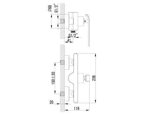 Смеситель для душа Lemark Melange (LM4903CW)
