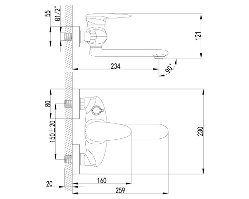 Смеситель для ванны Lemark Status (LM4414C)