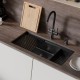 Кухонная мойка Lemark TABAGA 820 прямоугольная из нержавеющей стали с аксессуарами в комплекте: ролл-мат, коландер, разделочная доска цвет: чёрный матовый (9932136)